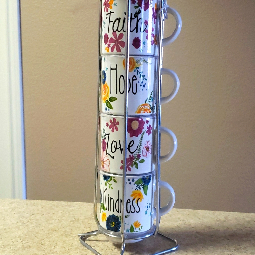 Beautiful Floral Espresso Stackable Cups